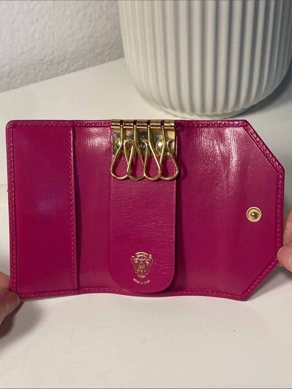 NIB Vintage GUCCI Cabuchon Leather Key Holder Case - Picture 4 of 10